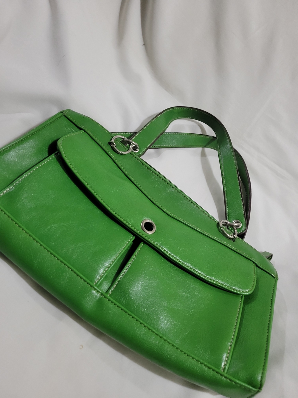 Barneys New York Green Leather Tote Handbag - Women's Shoulder Bag